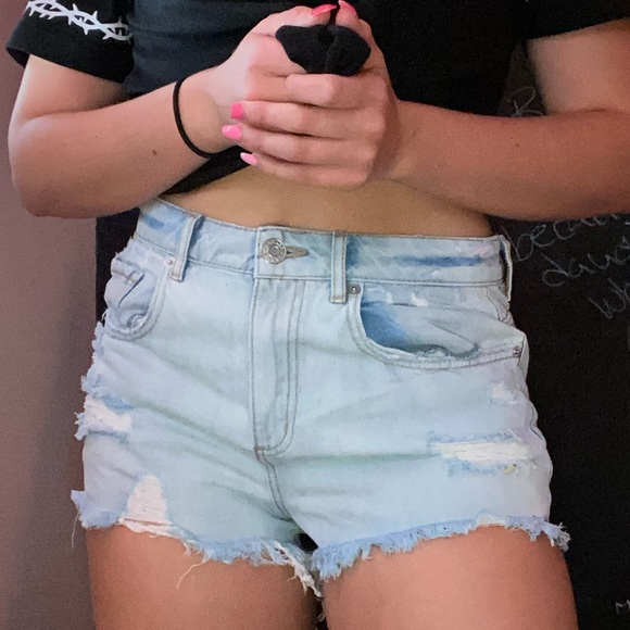 garage ripped jean shorts